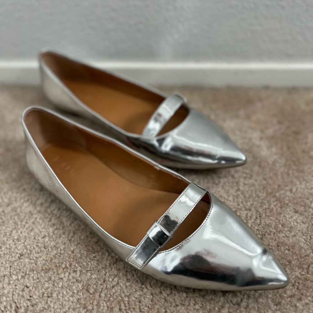 J. Crew Silver Flats, size 11 - Picture 2 of 6